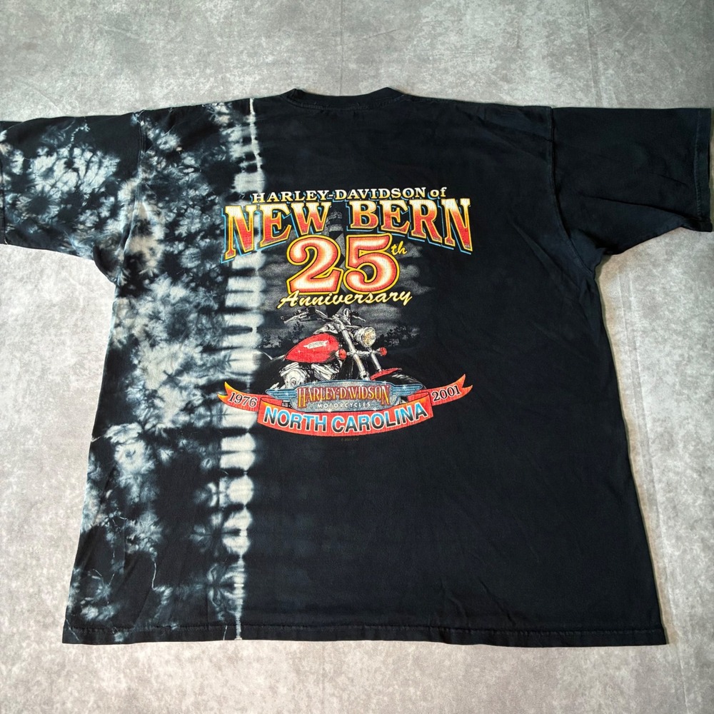 Vintage Harley-Davidson New Bern NC 25th Anniversary Tie Dye T-Shirt XL 2001